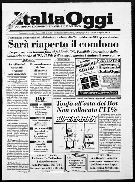 Italia oggi : quotidiano di economia finanza e politica